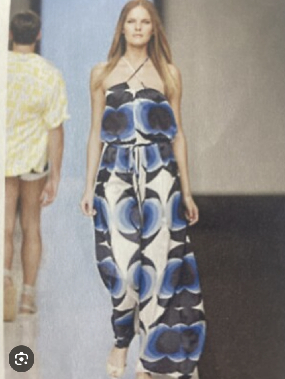 Runway 😍 Beauty Toteme Blue & White Graphic Halter Maxi Dress